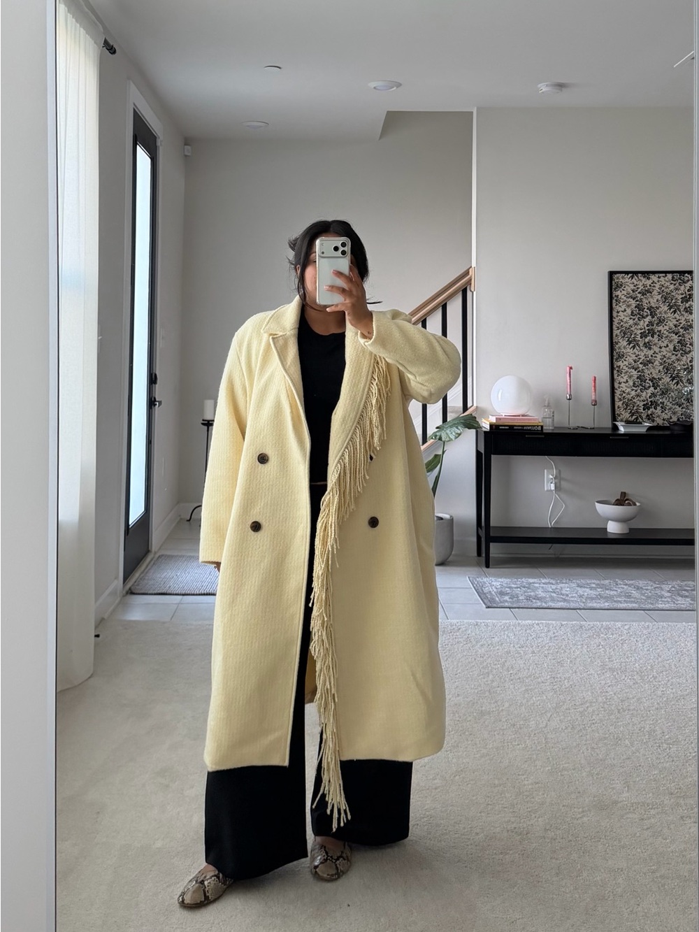 Cream Fringe Coat